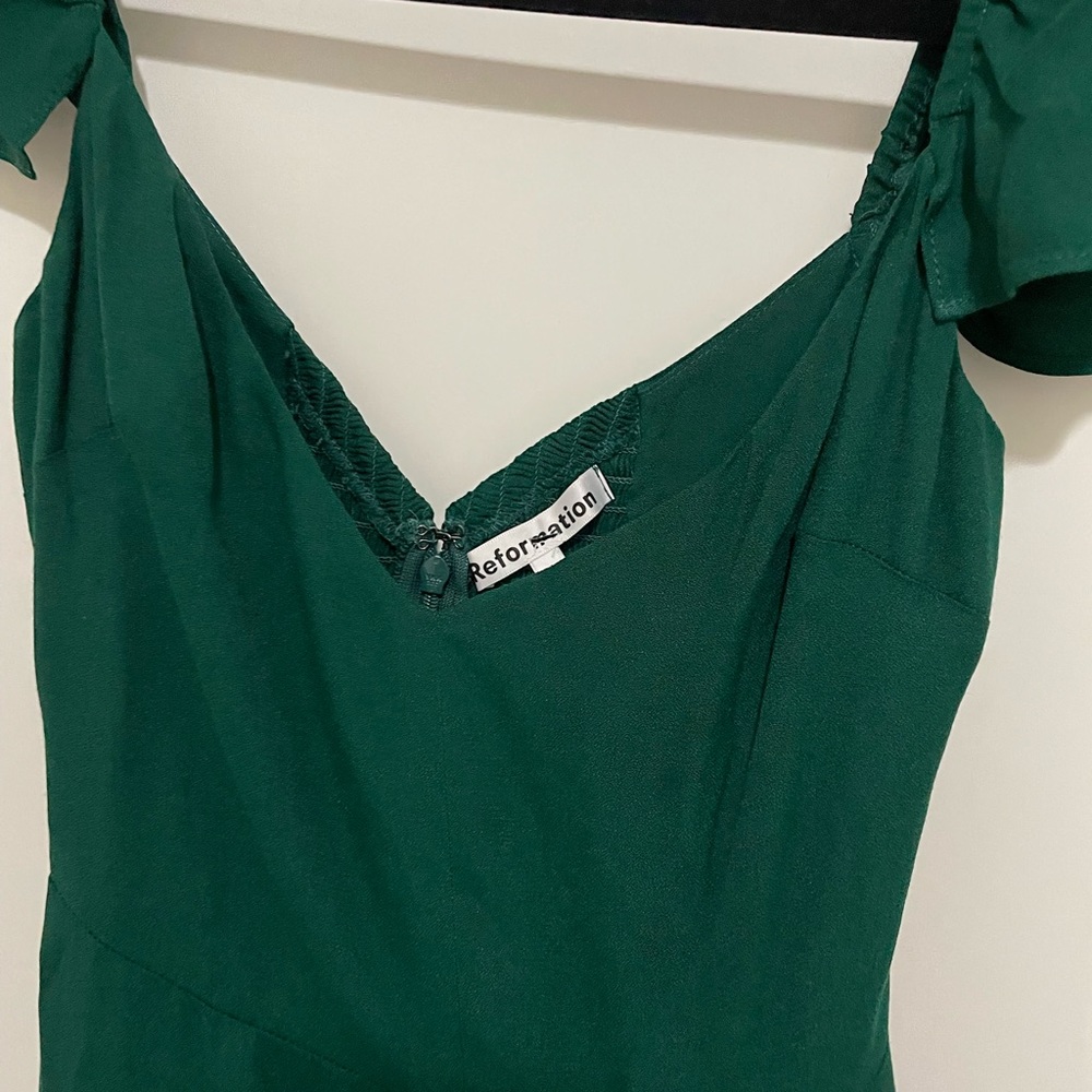 Reformation Baxley Dress Emerald - Picture 6 of 7